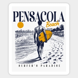 Vintage Surfing Pensacola Beach, Florida // Retro Surfer Sketch // Surfer's Paradise Magnet